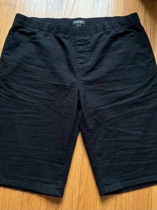 George Pants - George Women's Black Bermuda Shorts Size 2X Pull-On Stretch Shorts #236